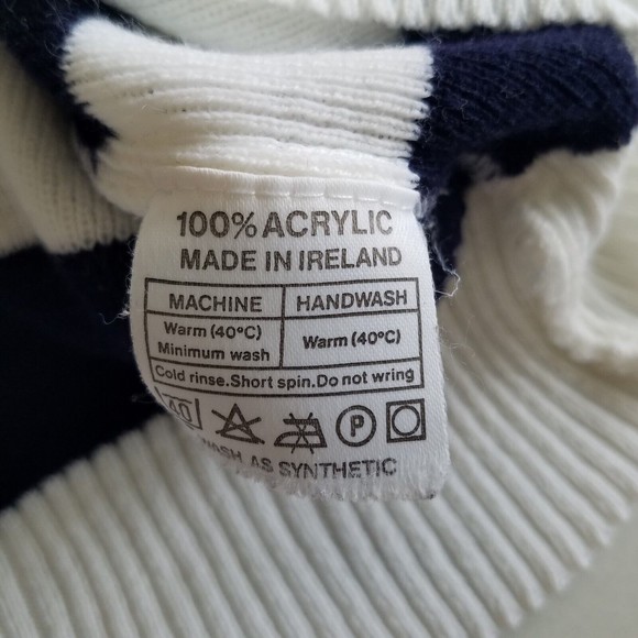 Vrg Traditional Craft Mens 40" to 42" Sweater Striped Salt Ireland Patch White - Picture 9 of 9